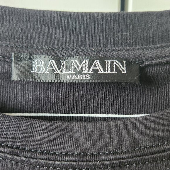 Balmain Paris Black Long Sleeve T-Shirt Size Small 100% Cotton Read Description - Picture 3 of 12